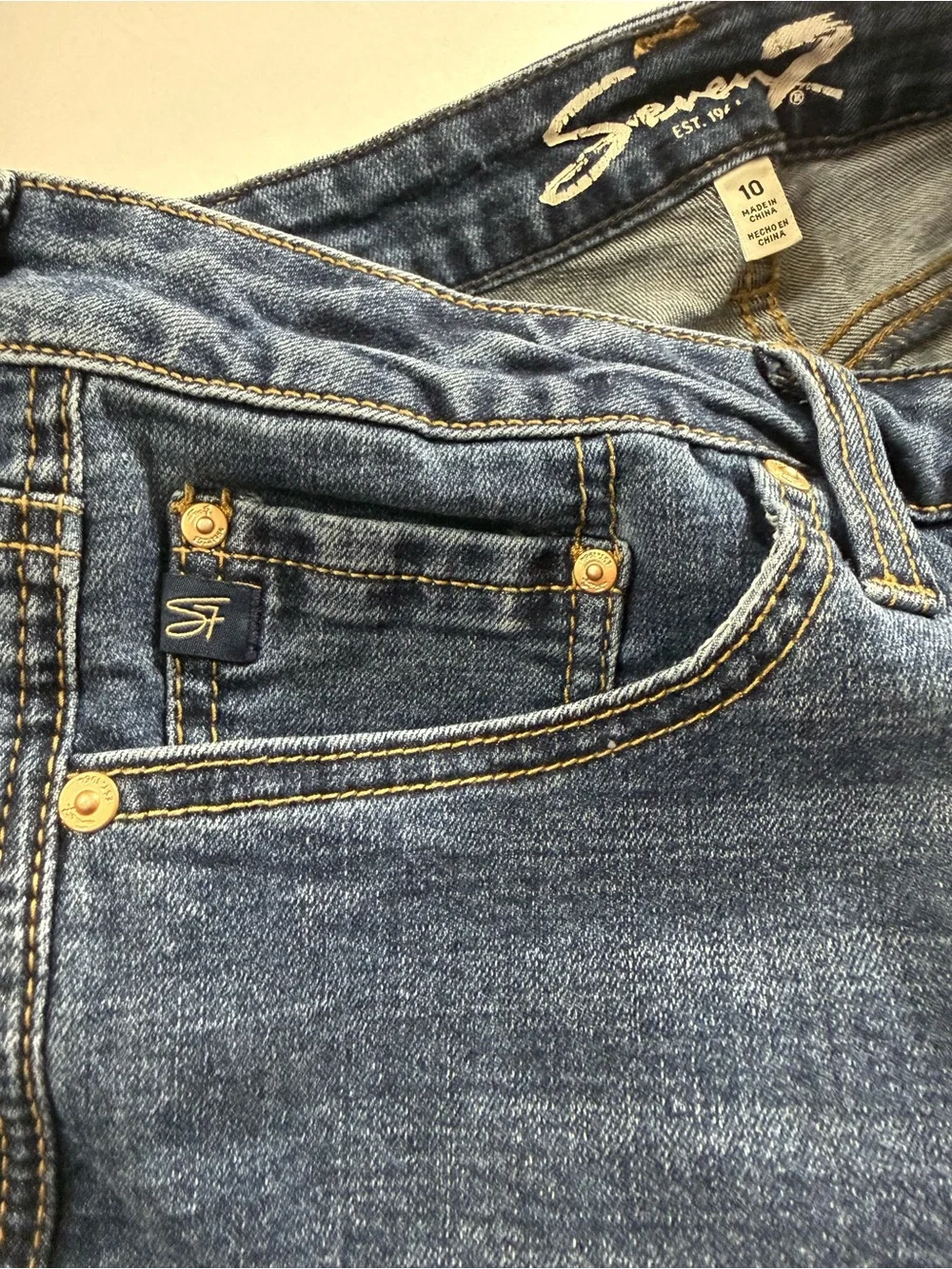 Seven7 Dark‎ Indigo Denim Shorts with Contrast Stitching